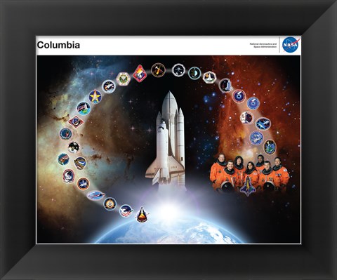 Framed Space Shuttle Columbia Tribute Poster Print