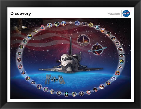 Framed Space Shuttle Discovery Tribute Poster Print