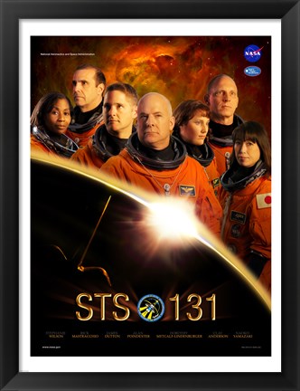 Framed STS 131 Crew Poster Print