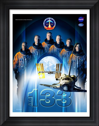 Framed STS 133 Mission Poster Print