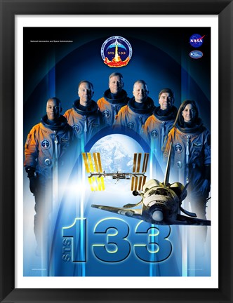 Framed STS 133 Mission Poster Print