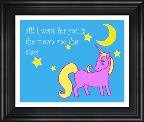 Framed Moon and Stars Unicorn Print