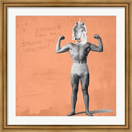 Framed Muscle Man Unicorn Print