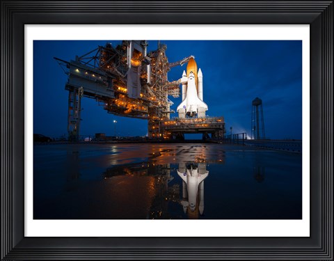 Framed Brightly Lit Atlantis STS-135 on Launch Pad Print