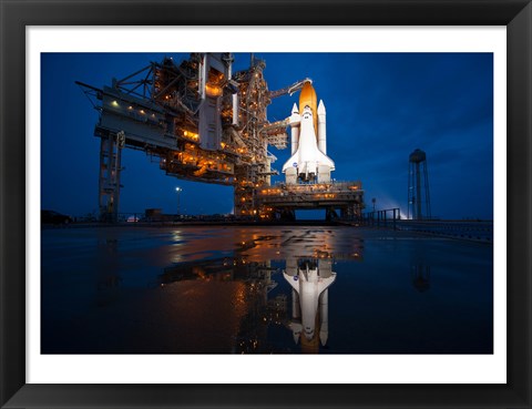 Framed Brightly Lit Atlantis STS-135 on Launch Pad Print