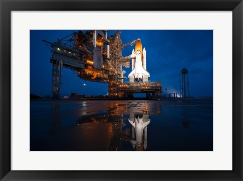 Framed Brightly Lit Atlantis STS-135 on Launch Pad Print