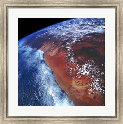 Framed Coastal Namibia photographed from the Space Shuttle Columbia Print