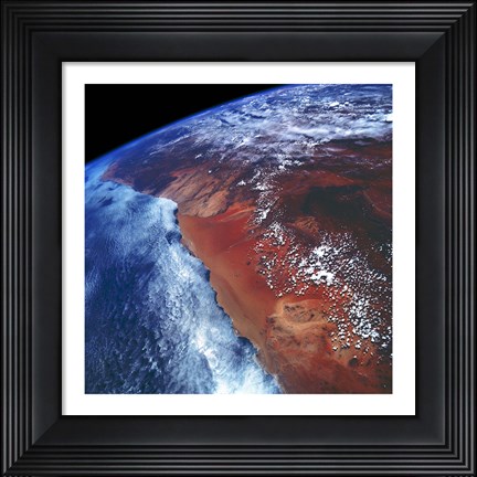 Framed Coastal Namibia photographed from the Space Shuttle Columbia Print