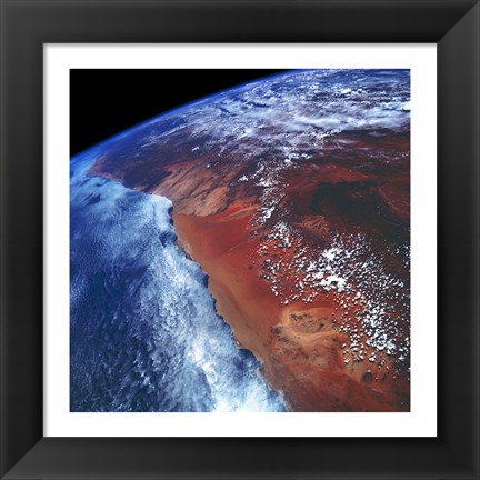 Framed Coastal Namibia photographed from the Space Shuttle Columbia Print