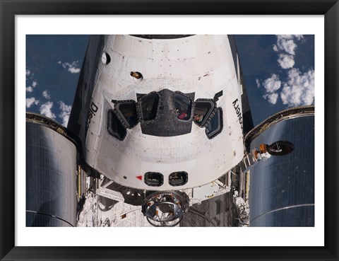 Framed Partial view of the crew cabin and forward payload bay of the space shuttle Discovery Print