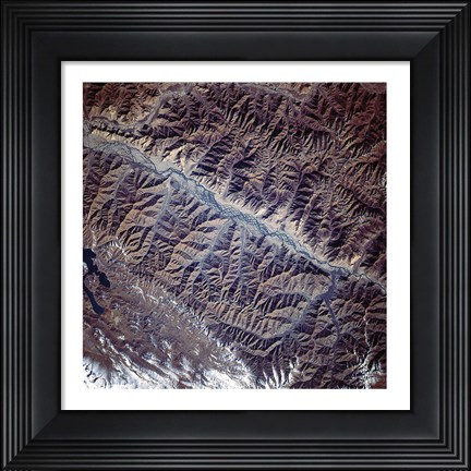 Framed Mountain Range from Space Print