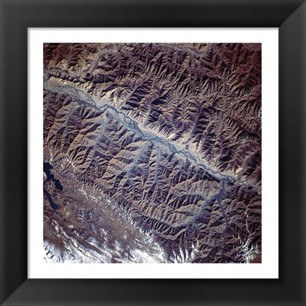 Framed Mountain Range from Space Print