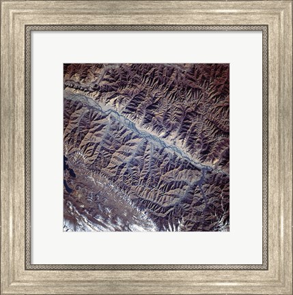 Framed Mountain Range from Space Print