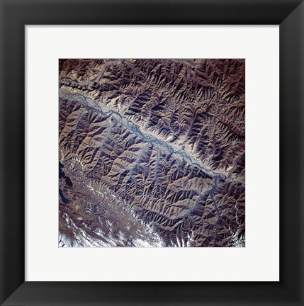 Framed Mountain Range from Space Print