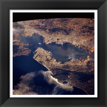 Framed San Francisco taken from space by shuttle columbia Print