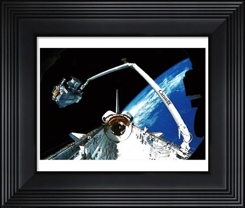Framed Shuttle discovery Satelite deployment Print