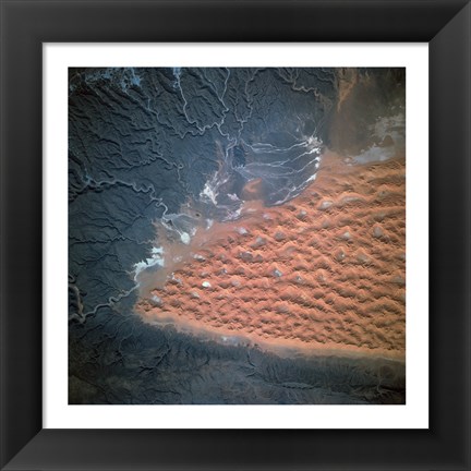 Framed Spectacular view of dune fields in Algeria photographed from orbit Print