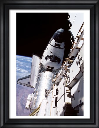 Framed STS104 Atlantis Docked ISS Print