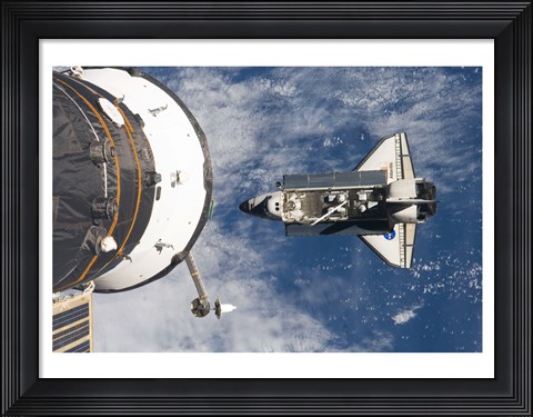 Framed STS-129 Atlantis approaches the ISS and Soyuz Print