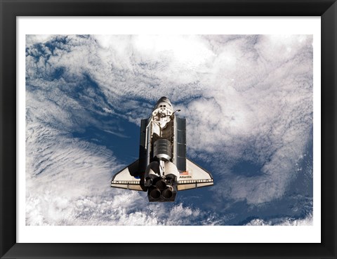 Framed STS-135 Atlantis during the Rendezvous Pitch Maneuver Print