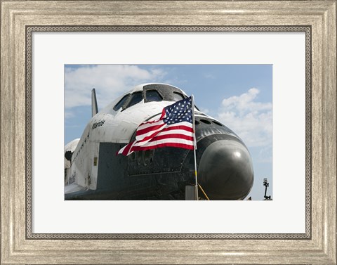 Framed STS-135 Atlantis on the Shuttle Landing Facility&#39;s Runway 15 Print
