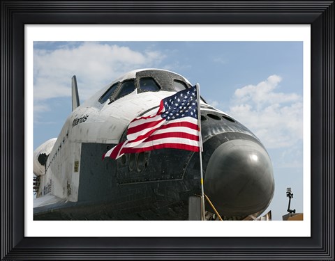 Framed STS-135 Atlantis on the Shuttle Landing Facility&#39;s Runway 15 Print