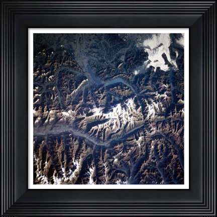 Framed Swiss alps from space taken by Atlantis Print