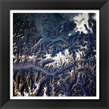 Framed Swiss alps from space taken by Atlantis Print