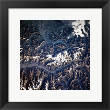 Framed Swiss alps from space taken by Atlantis Print