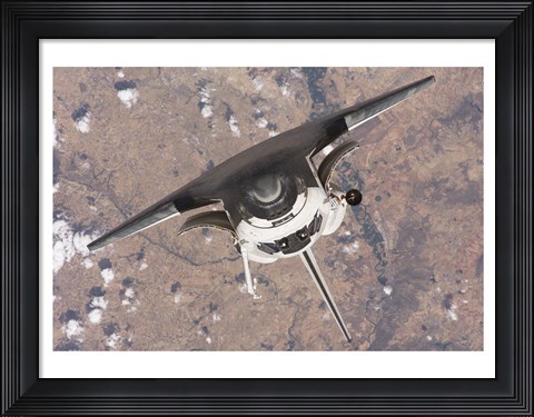 Framed Top down view of atlantis docking from ISS Print