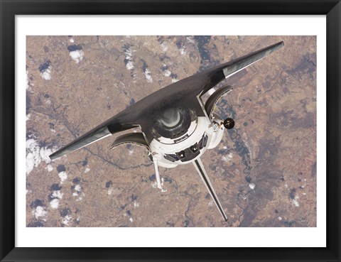 Framed Top down view of atlantis docking from ISS Print