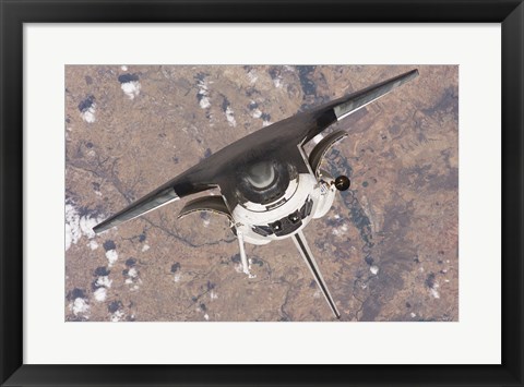 Framed Top down view of atlantis docking from ISS Print