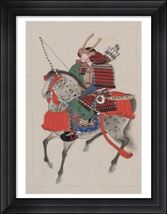 Framed Samurai Riding a Horse Print