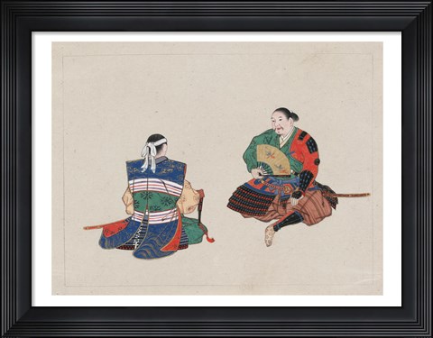 Framed Seated Samurai Warriors Print