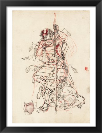 Framed Samurai Sketch Print