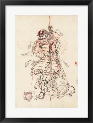 Framed Samurai Sketch Print