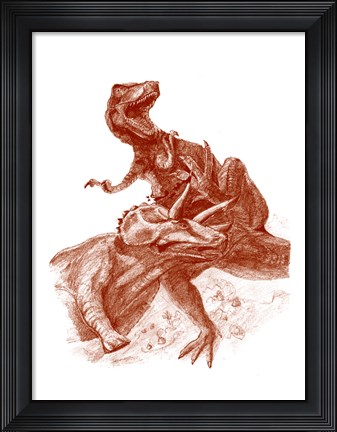Framed Triceratops with Tyrannosaurus Print