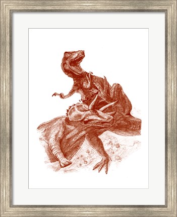 Framed Triceratops with Tyrannosaurus Print