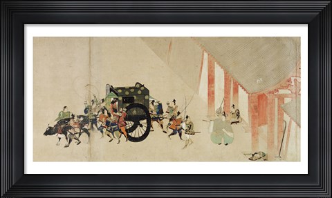 Framed Emperor Nijo escaping from the Imperial Palace to the Rokuhara mansi Print