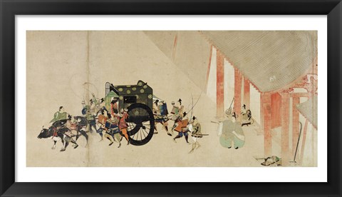 Framed Emperor Nijo escaping from the Imperial Palace to the Rokuhara mansi Print