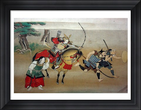 Framed Illustrated Story of Night Attack on Yoshitsune&#39;s Residence At Horikawa, 16th Century Print