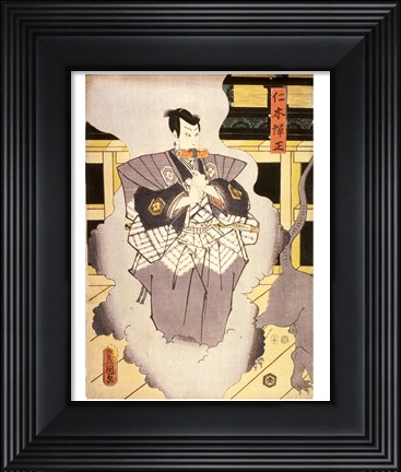 Framed Japanese, 1786 - 1864 Actor as Nikki Danjo, 1857 color woodcut Print