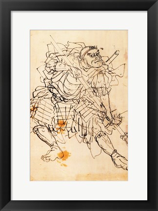 Framed Samurai holding a halberd Print