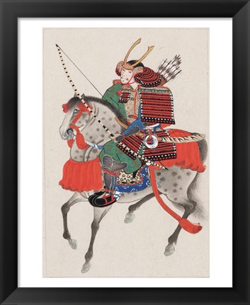 Framed Samurai on horseback Print