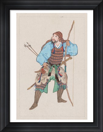 Framed Samurai with bow Print