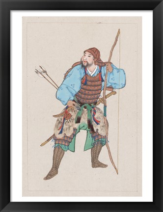 Framed Samurai with bow Print