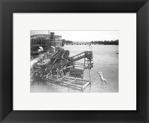 Framed diving horse at the Hanlan&#39;s Point Amusement Park, Toronto, Canada. Print