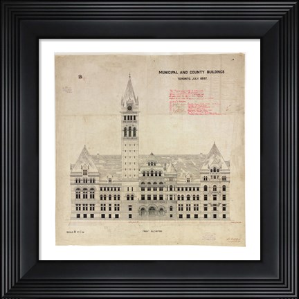 Framed Municipal and County Buildings Toronto July 1887 Print