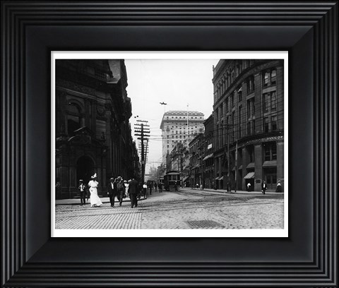 Framed Yonge Street at Front Street in Toronto Print