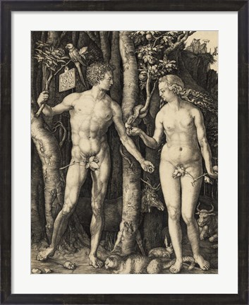 Framed Adam and Eve in the garden Print
